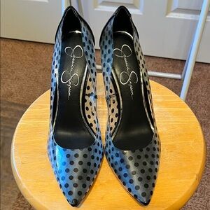 Jessica Simpson Black Polka Dot Heels